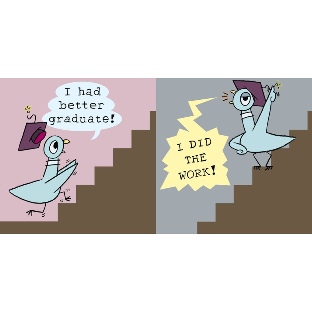 Hachette Will the Pigeon Graduate? by Mo Willems kids picture book, sample page 1.