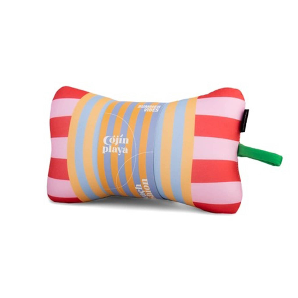 Helio Ferretti Sunset Padded Beach Cushion, front angle view with bellyband packaging.