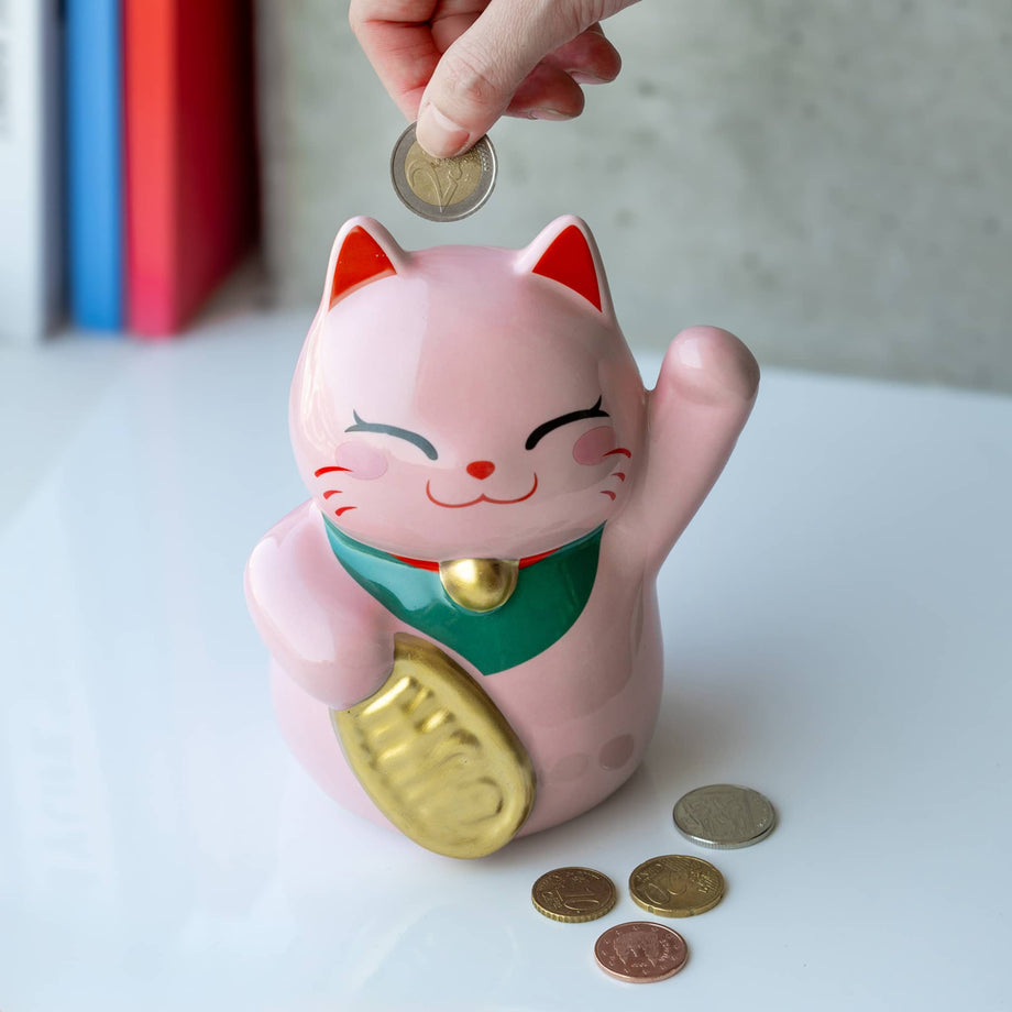 Pink Lucky Cat Coin Bank – Annie's Blue Ribbon General Store