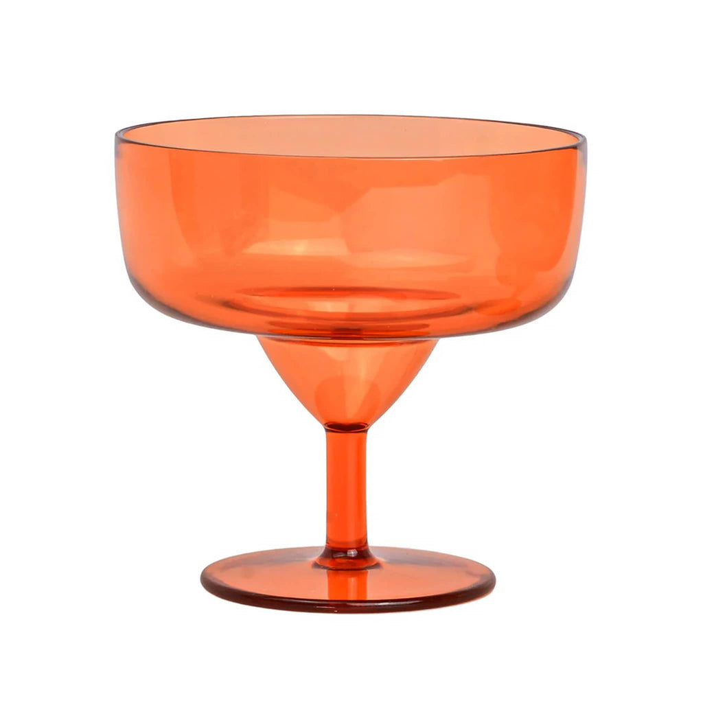 Here's How The Rue Riviera Margarita Glass in orange, front view.
