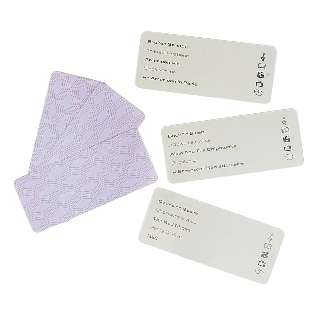 Cocktail Hour Charades sample cards, on a white background.
