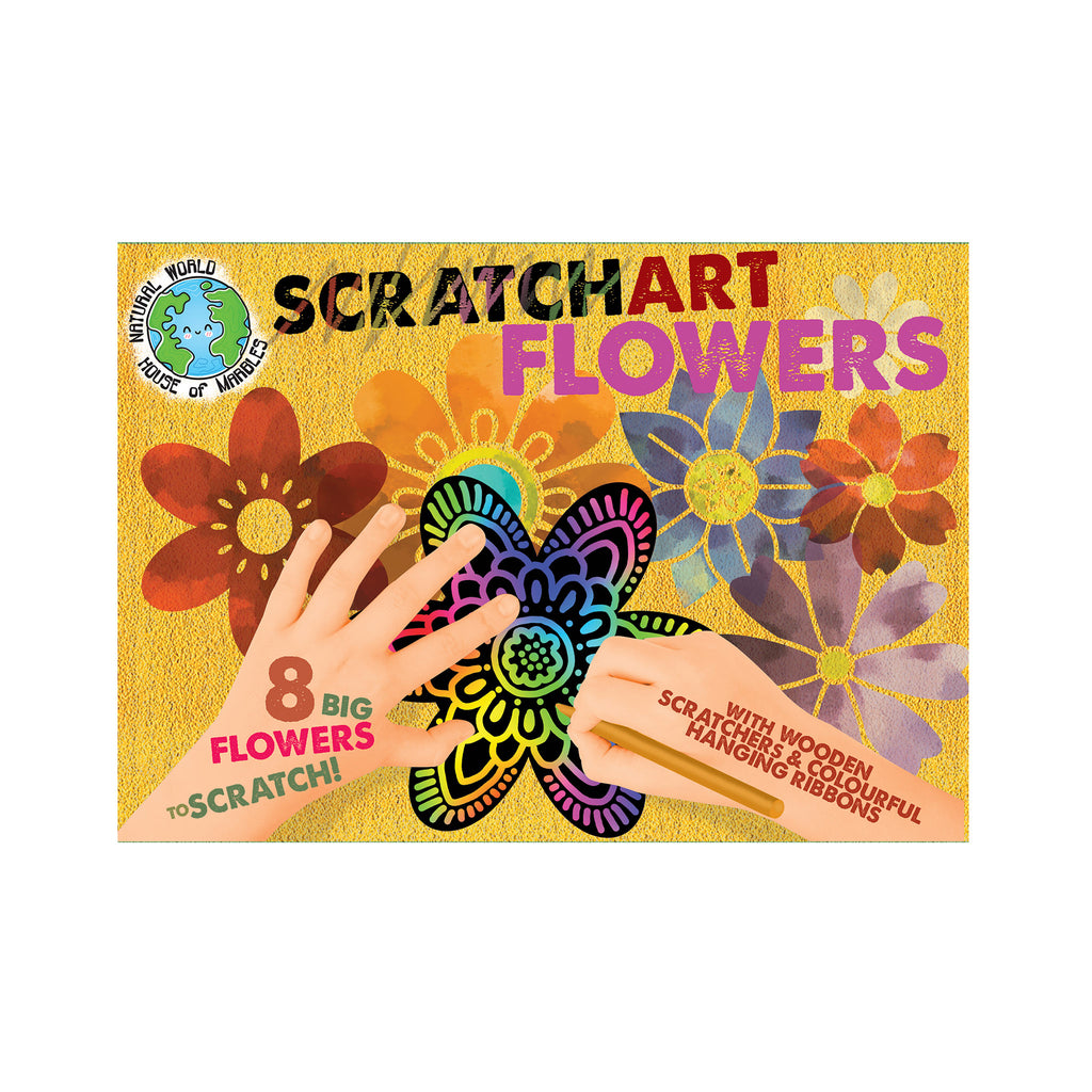 House of Marbles Scratch Art Flowers Craft Set in flat packaging.