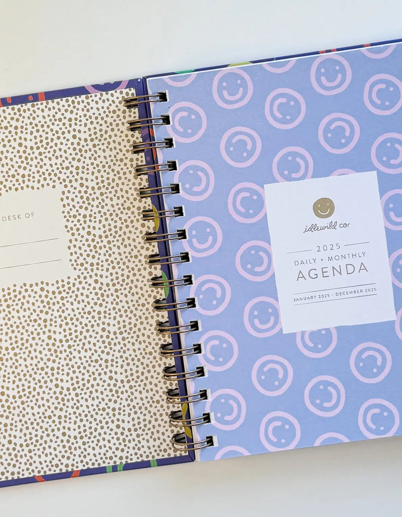 idlewild smileys 2025 spiral bound planner