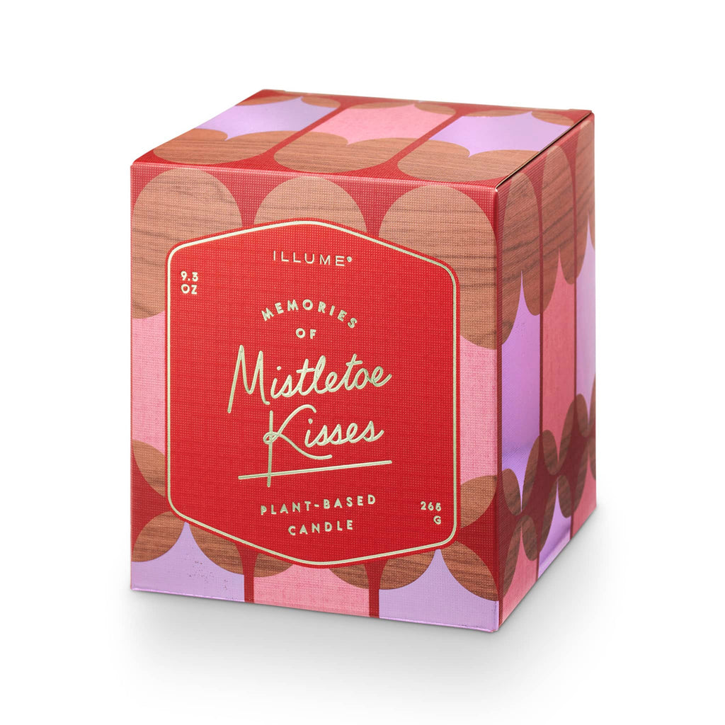 Illume Memory Lane Mistletoe Kisses holiday scented soy wax candle in gift box.