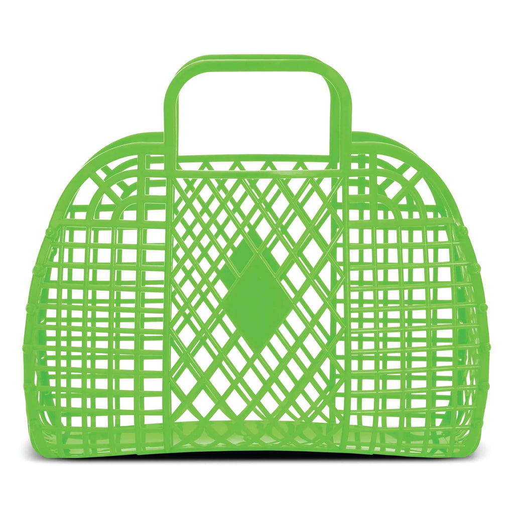 iScream large green retro jelly handbag basket, front view.