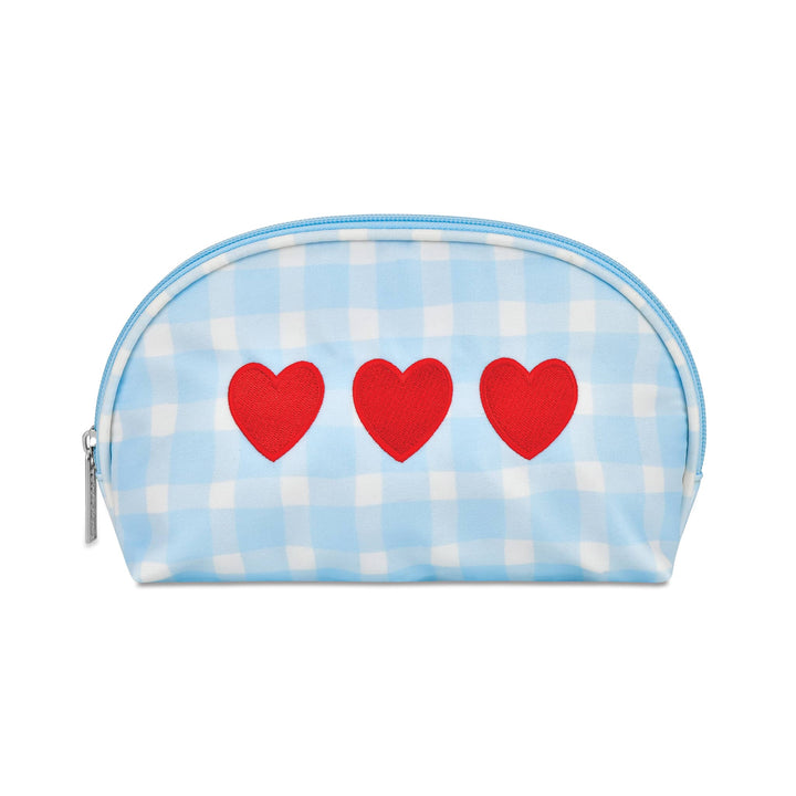 Gingham Hearts Oval Cosmetic Bag