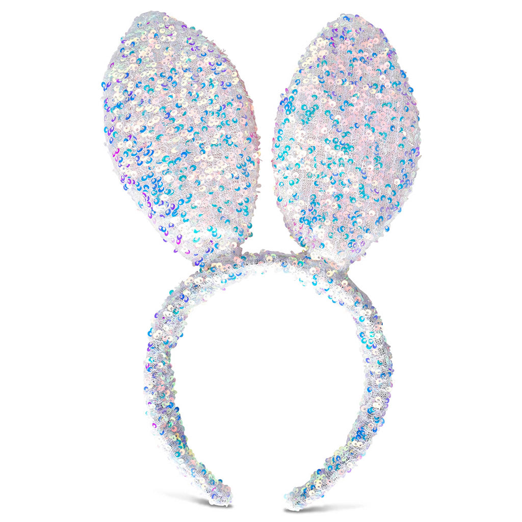 Sequin Bunny Ears Headband, back view.