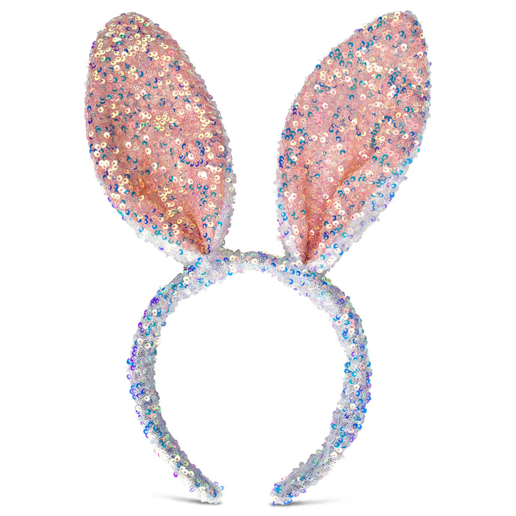 Sequin Bunny Ears Headband, front view.