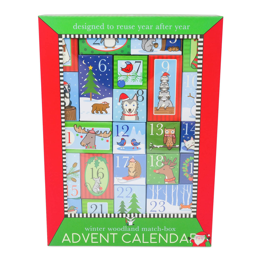 Jack Rabbit Creations Winter Woodland Matchbox reusable advent calendar in box packaging.