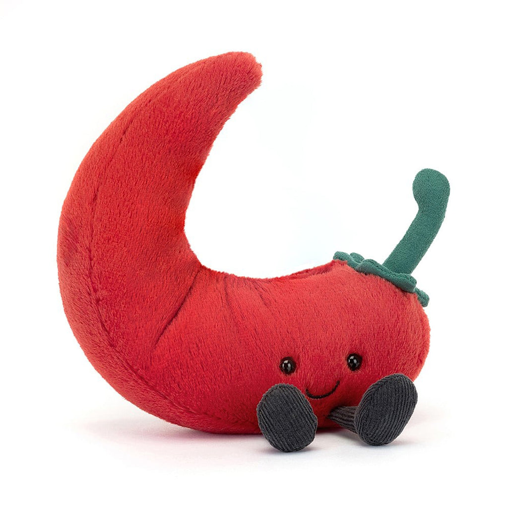 Jellycat Amuseable Chili Pepper plush toy, front view.