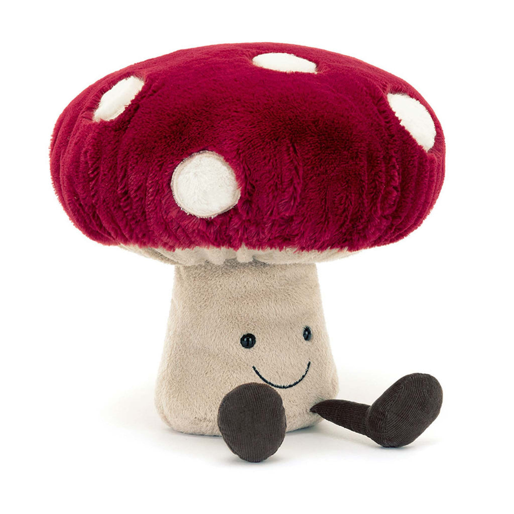 Jellycat Amuseables Mushroom plush toy, front view.