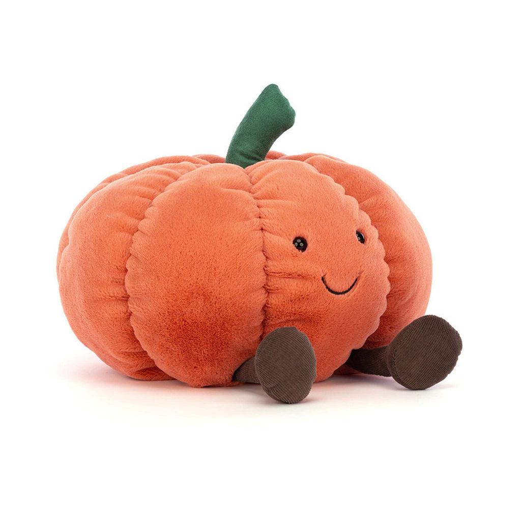 Jellycat Amuseables Pumpkin, front angle view.