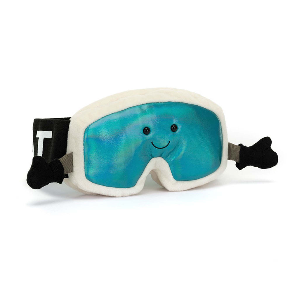 Jellycat Amuseables Sports Ski Goggles plush toy, front view.