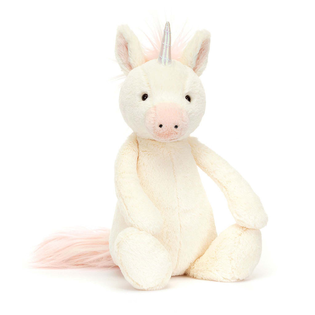 Jellycat Medium Bashful Unicorn, front view.