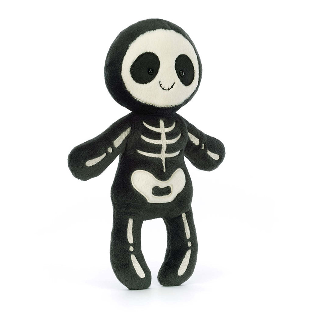 Jellycat Skeleton Bob plush toy, front view.