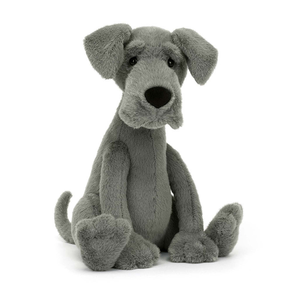 Jellycat Zeus Great Dane plush toy, front view.