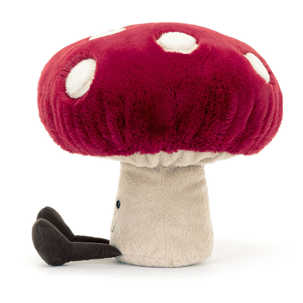 Jellycat Amuseables Mushroom plush toy, side view.