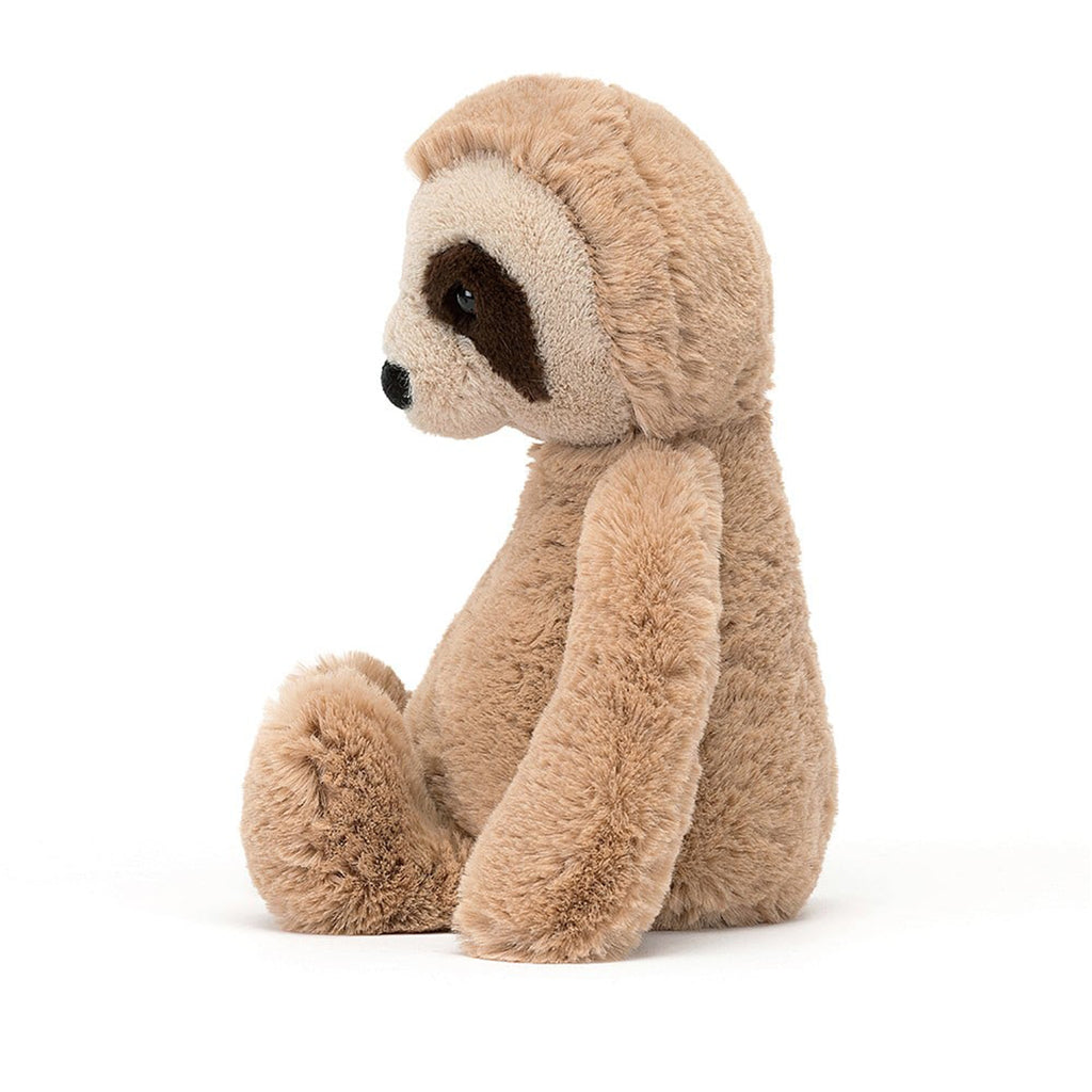 Jellycat Medium Bashful Sloth plush toy, side view.
