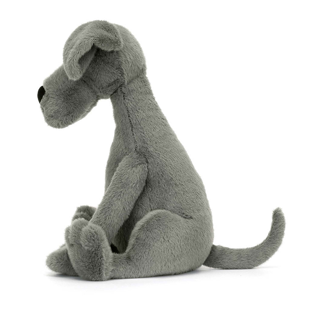 Jellycat Zeus Great Dane plush toy, side view.