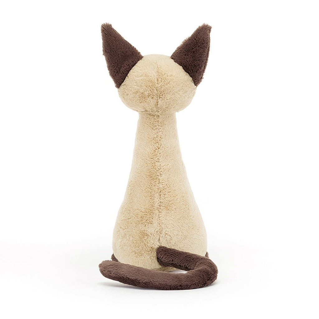 Jellycat Iris Siamese Cat plush toy in sitting position, back view.