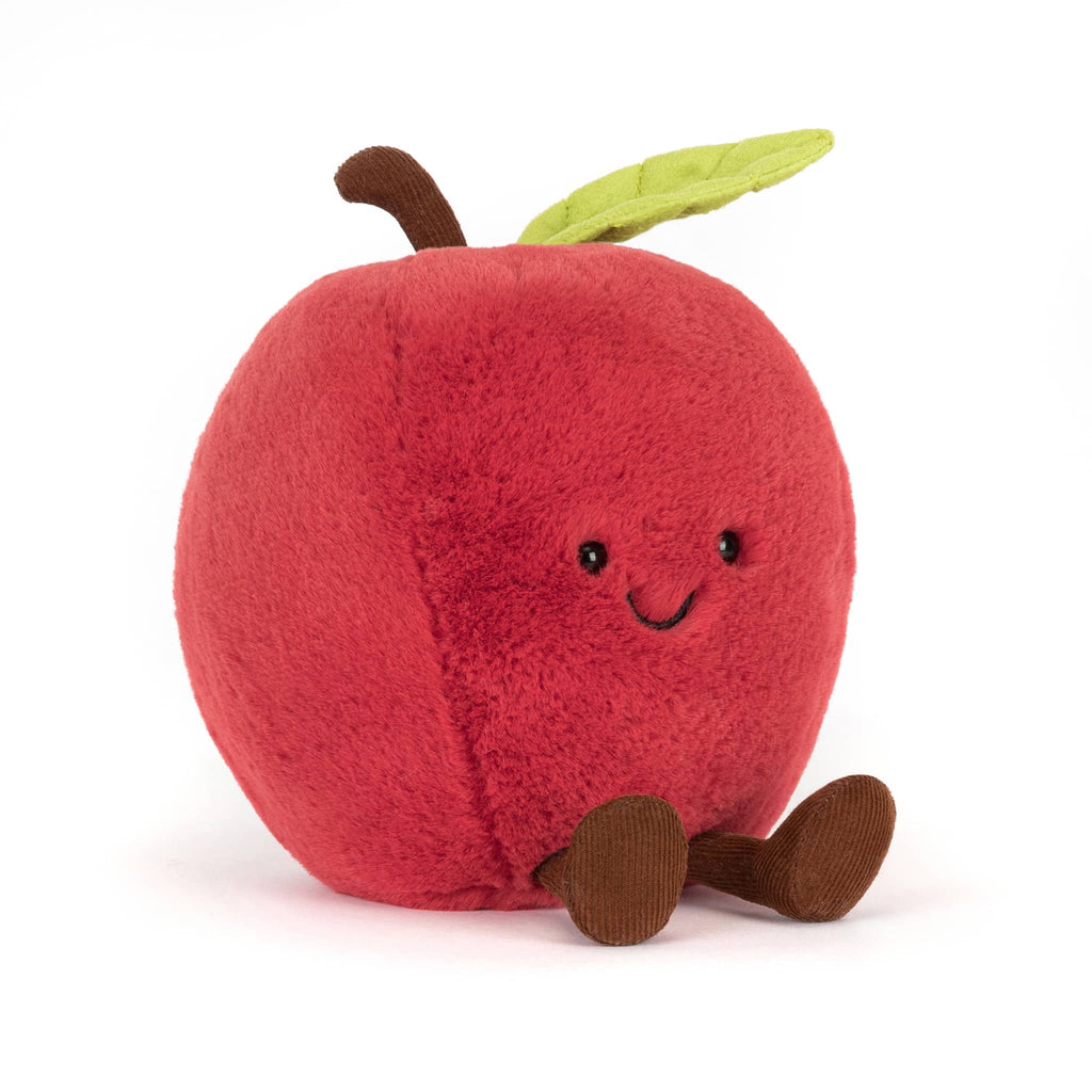 Jellycat Amuseables Apple plush toy, front angle view.