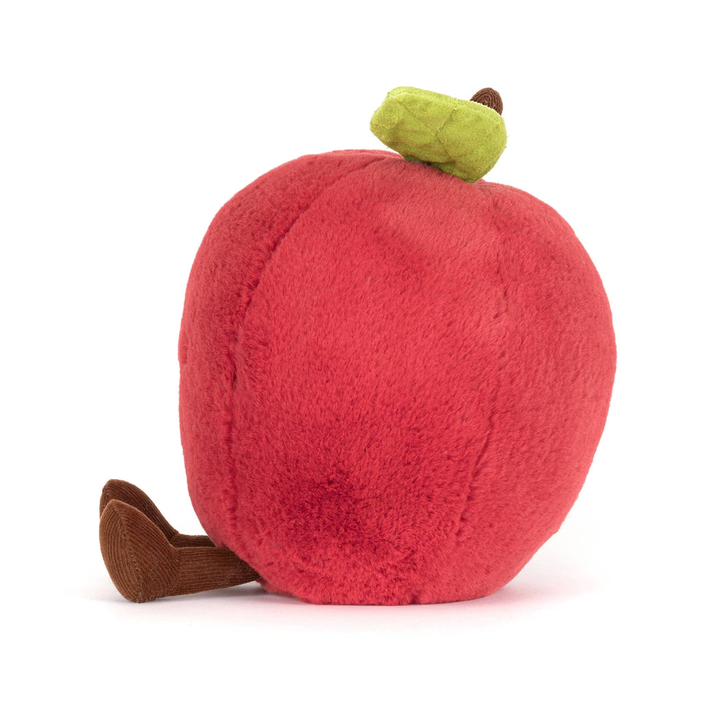 Jellycat Amuseables Apple plush toy, side view.