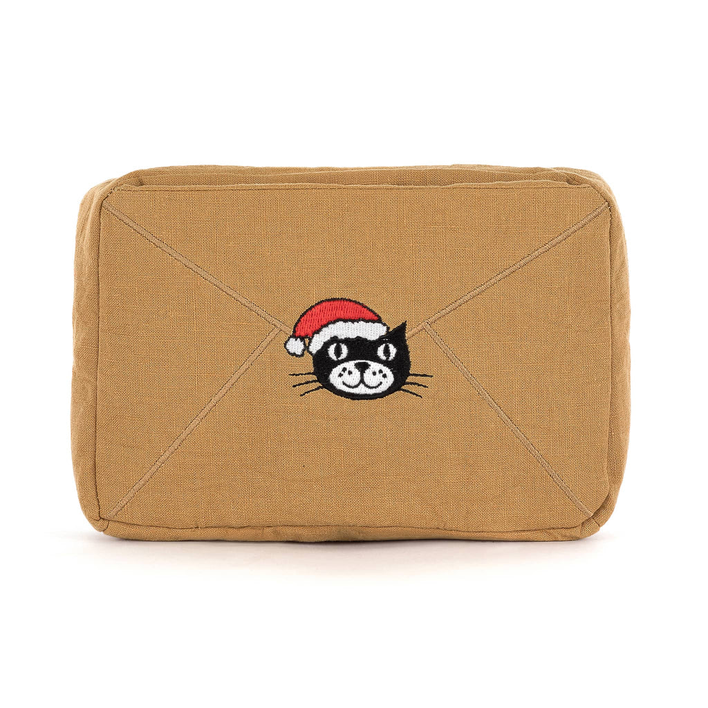 Jellycat Amuseables Letter to Santa plush toy, back view with logo on a white background.