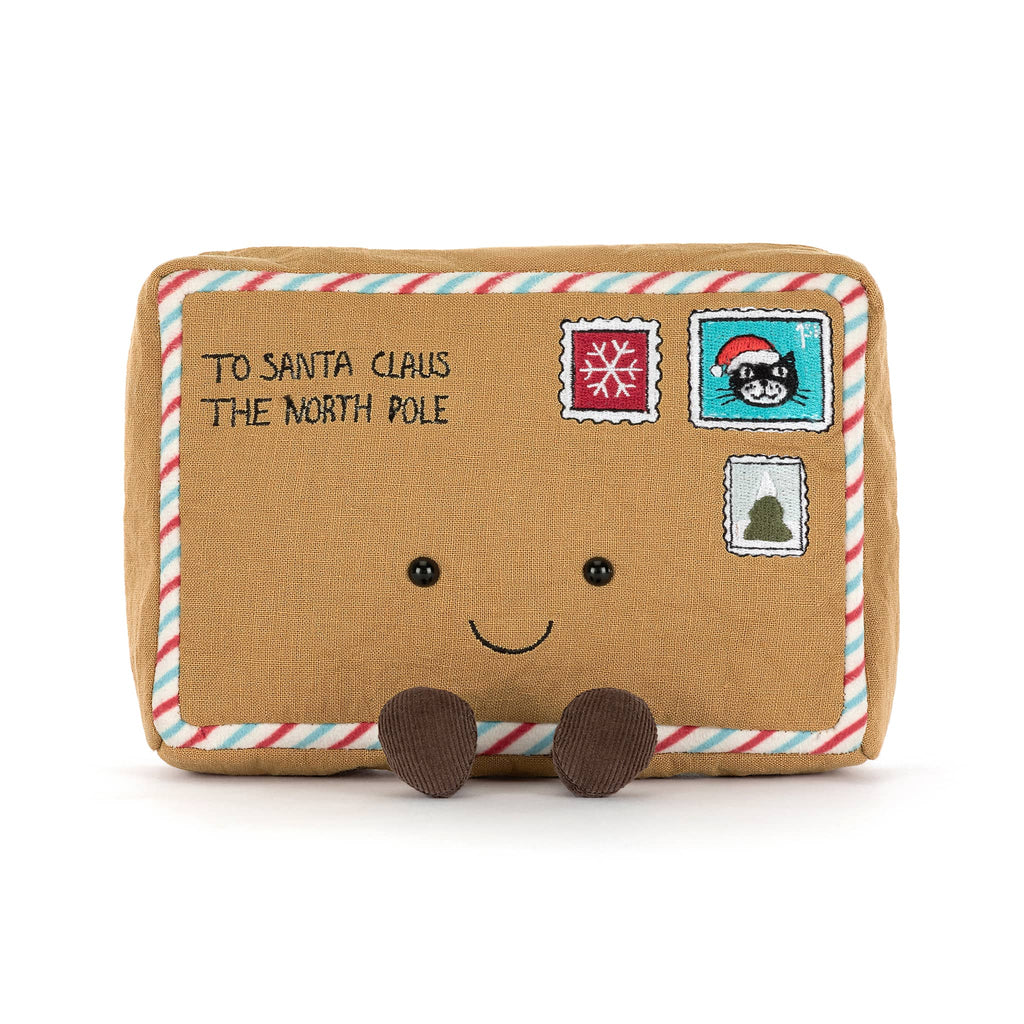 Jellycat Amuseables Letter to Santa plush toy, front view on a white background.