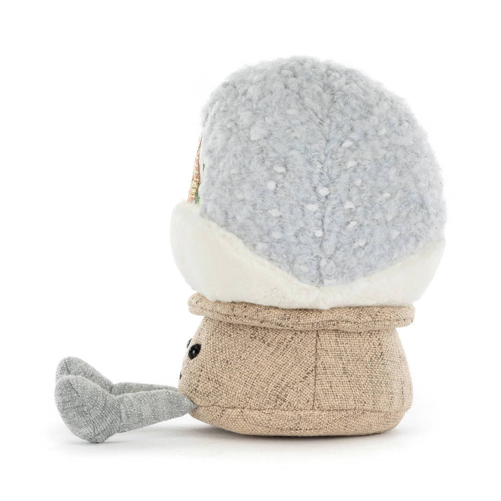 Jellycat Amuseables Snow Globe plush toy, side view on a white background.