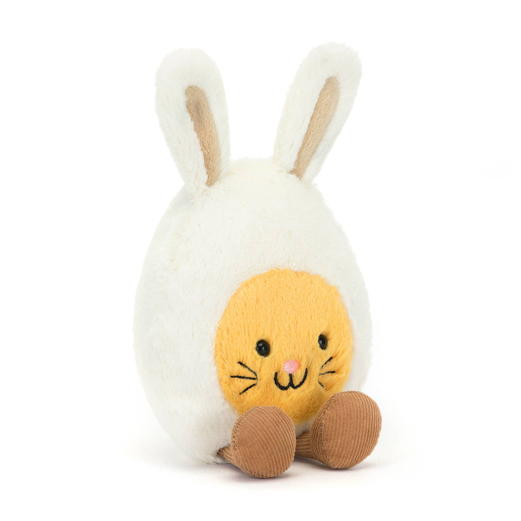 Jellycat Amuseables Bunny Egg plush toy front angle view.