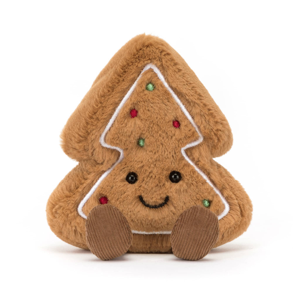 Jellycat amuseables tree cookie plush, front view on a white background.