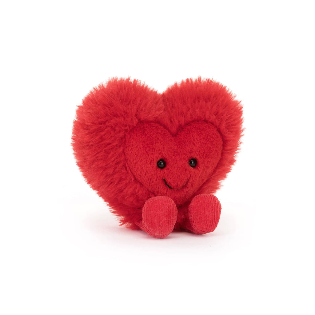 Jellycat Amuseables Little Beatie Heart plush toy, front angle view.