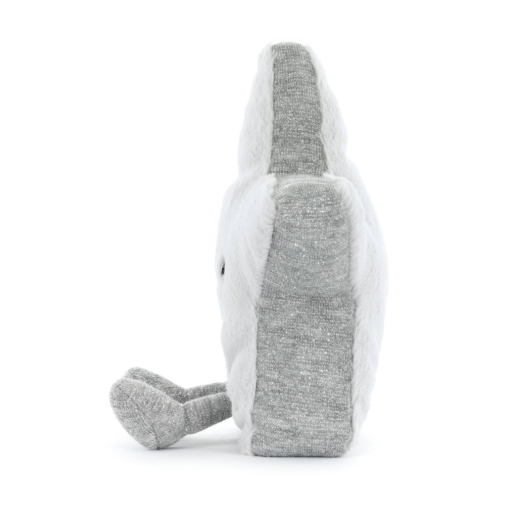 Jellycat Amuseables Silver Star plush toy, side view on a white background.