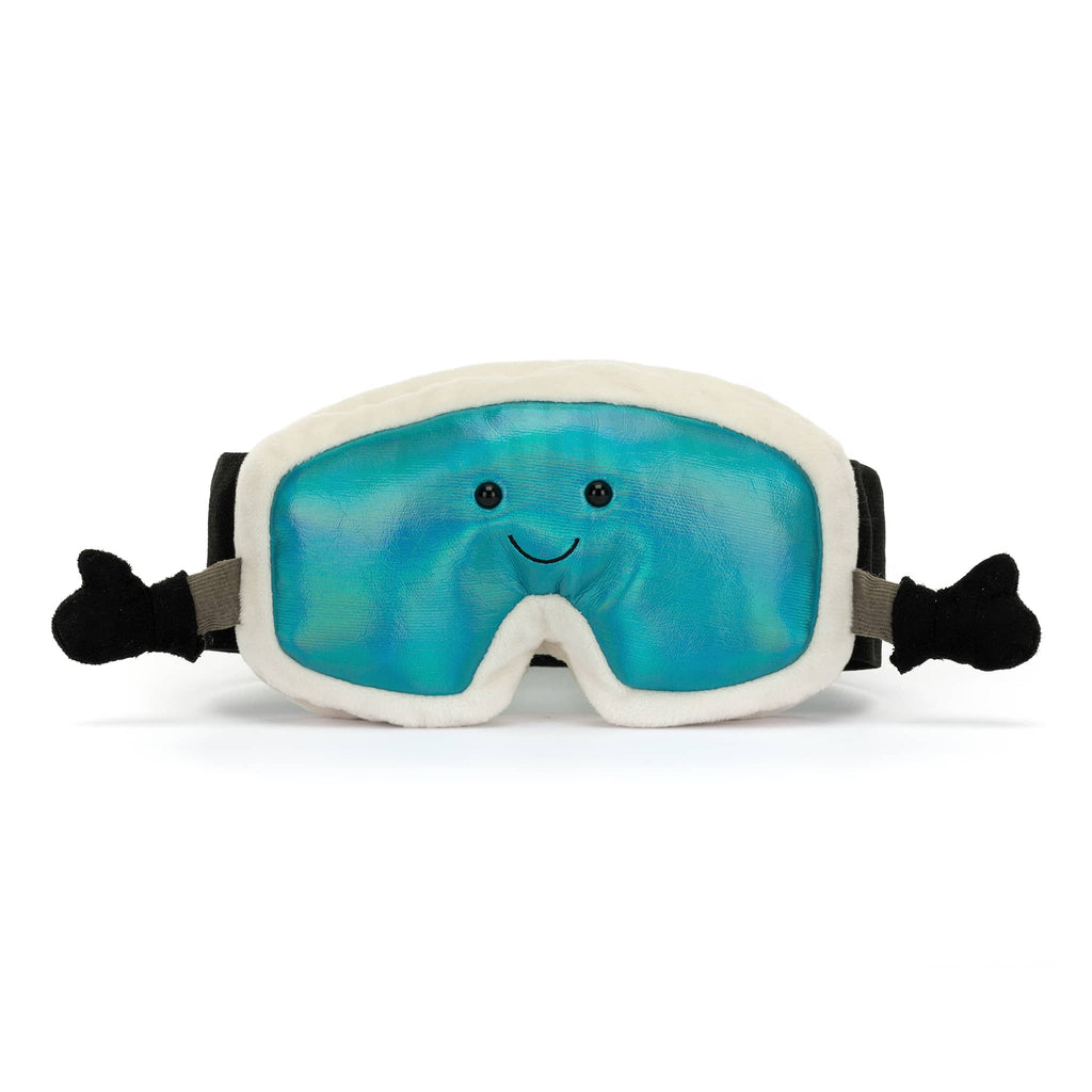 Jellycat Amuseables Sports Ski Goggles plush toy, front view.