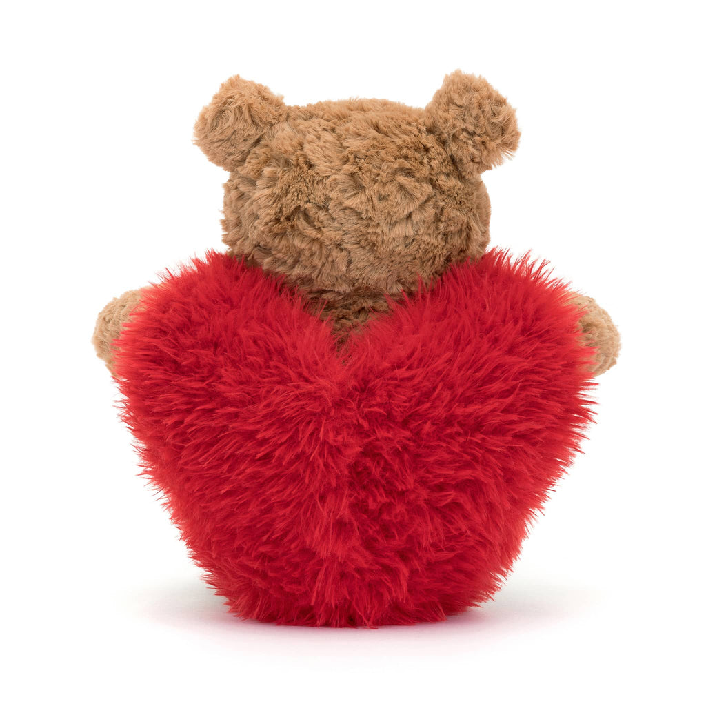 Jellycat Bartholomew Bear Heartthrob, back view.