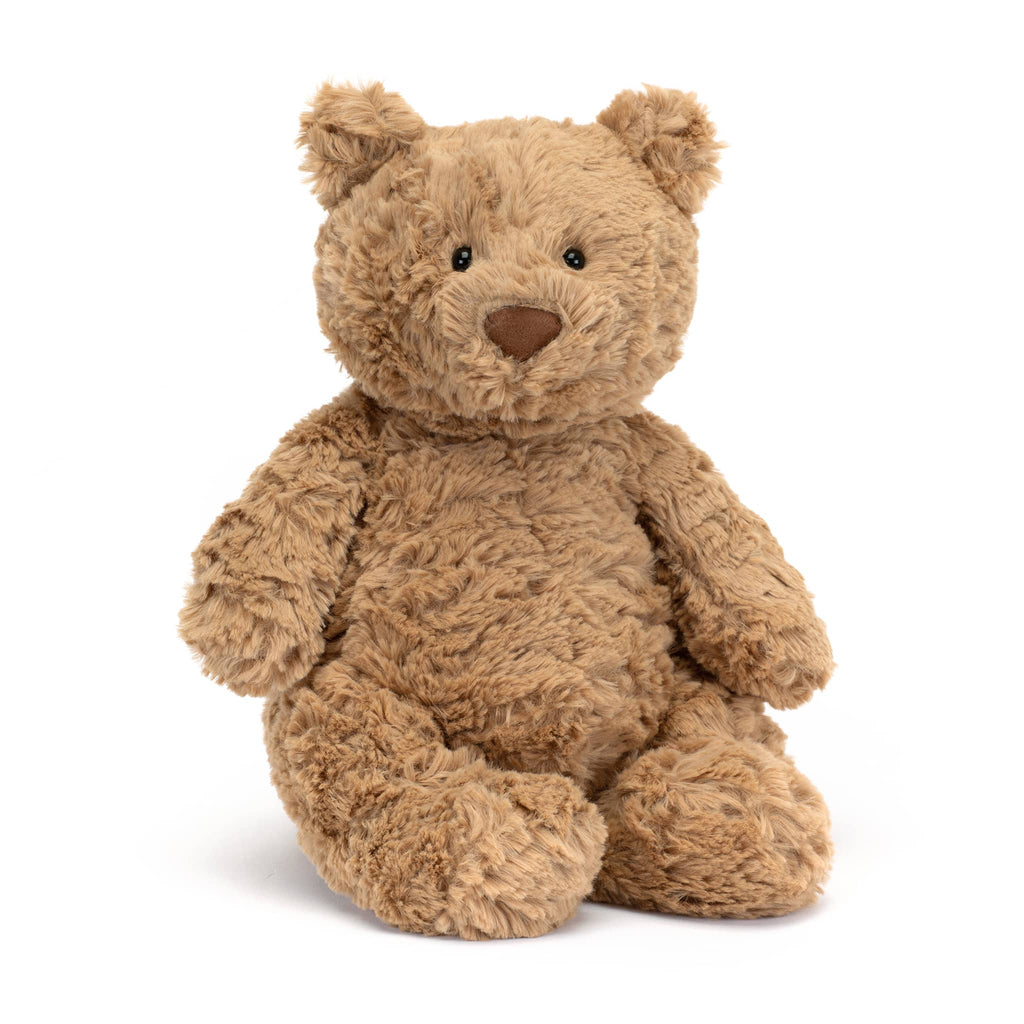 Jellycat Bartholomew plush teddy bear, front angle view, on a white background.