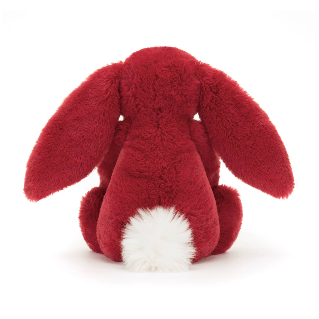 jellycat bashful luxe bunny scarlett rear view on a white background.