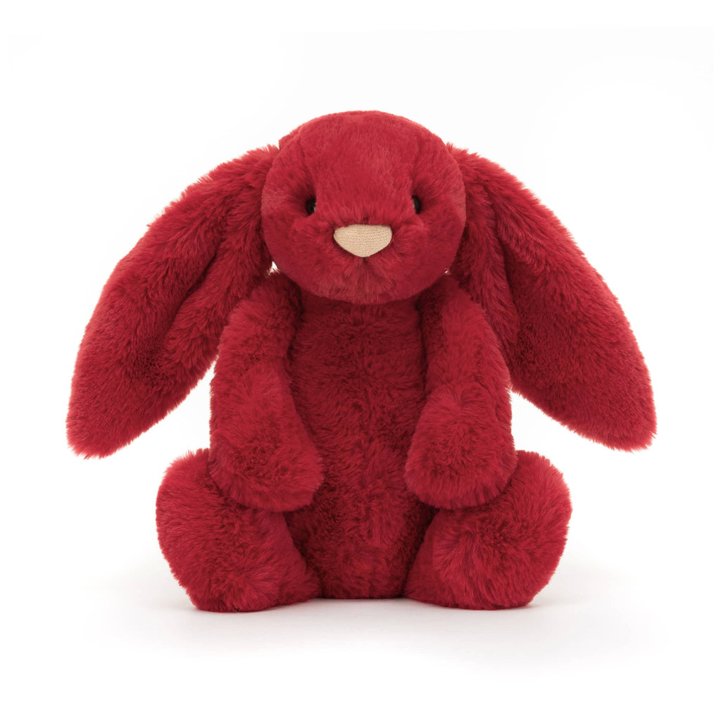 jellycat bashful luxe bunny scarlett front view on a white background.