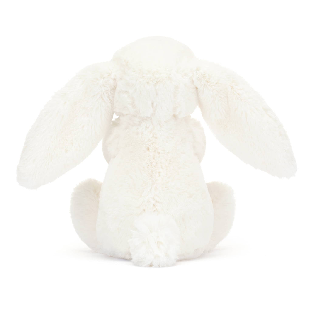 Jellycat Little Bashful Bunny with carrot, back view.