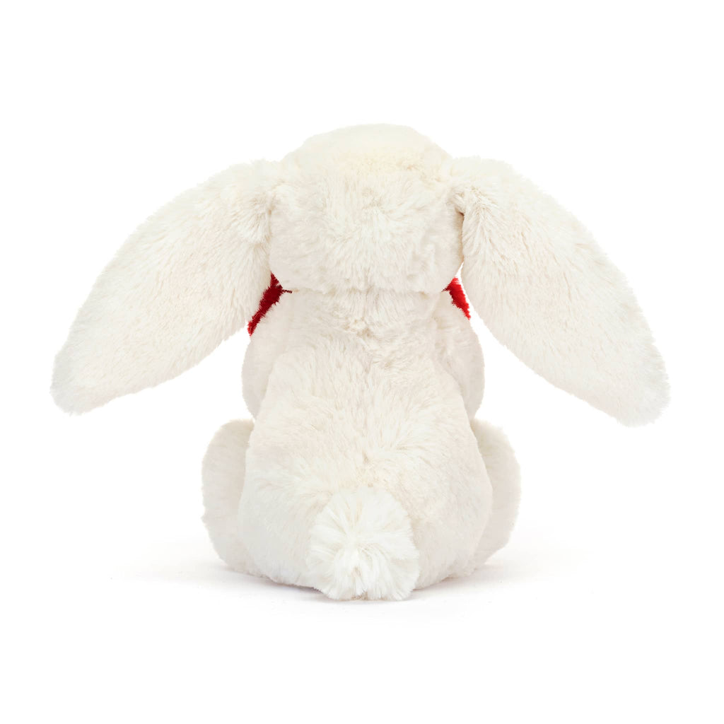 Jellycat Small Bashful Red Love Heart Bunny, back view.