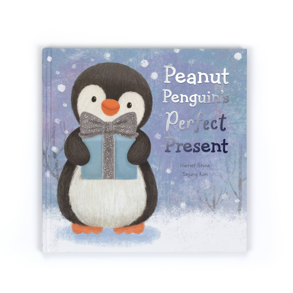 Book cover of 'Peanut Penguin's Perfect Present' with a penguin holding a gift.