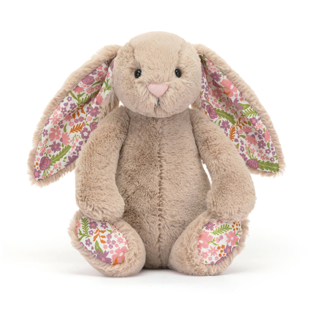 Jellycat Little Blossom Beige Bunny Petal, front view.