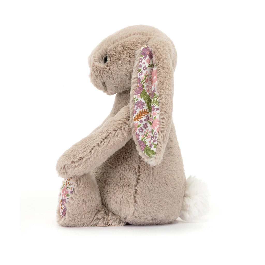 Jellycat Little Blossom Beige Bunny Petal, side view.