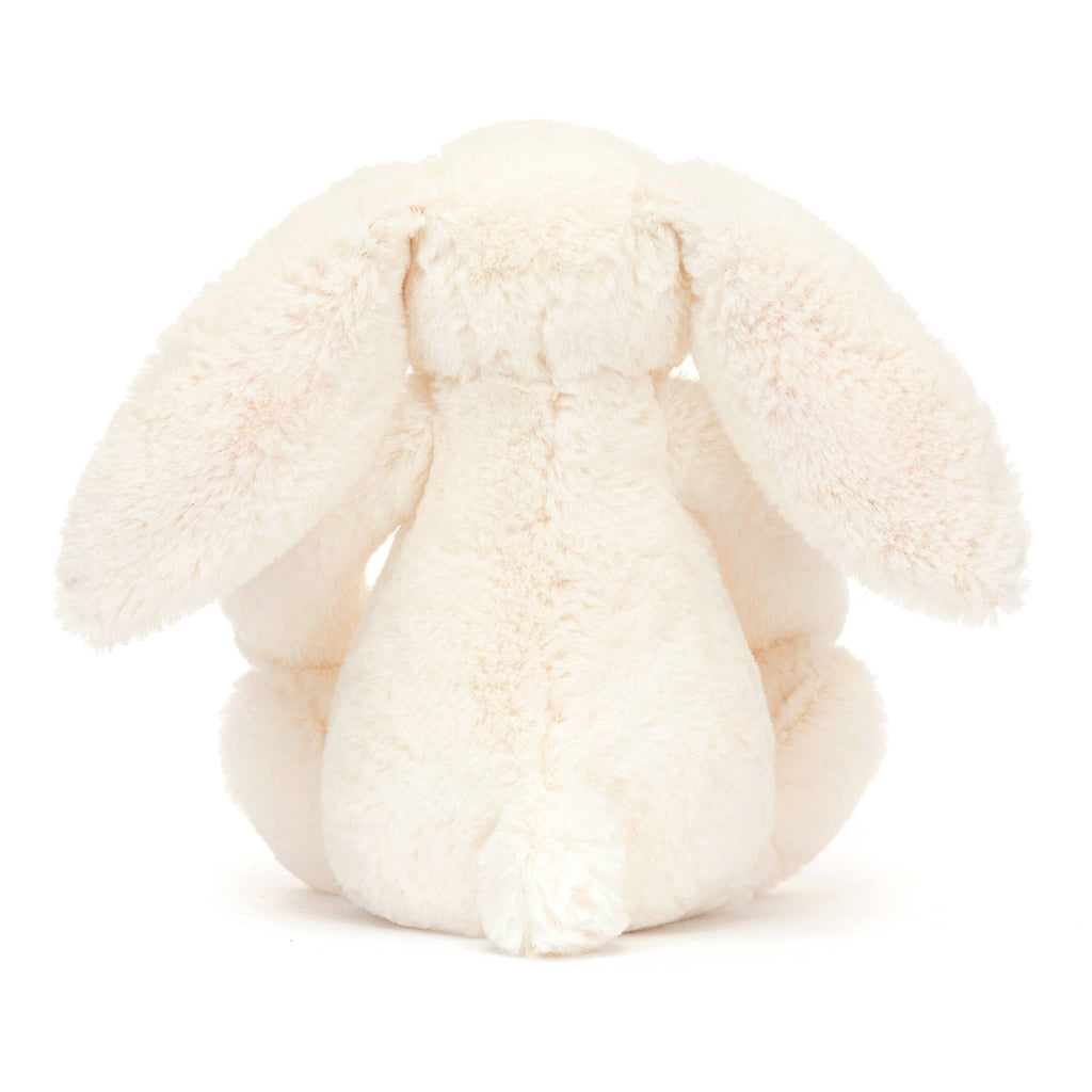 Jellycat Little Berry Blossom Cream Bashful Bunny, back view.