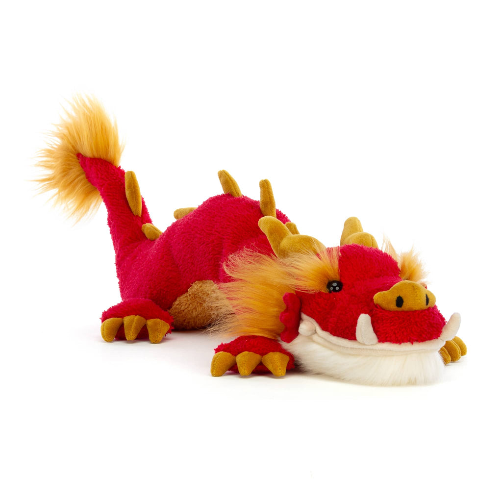 Jellycat Festival Dragon plush toy, front angle view.