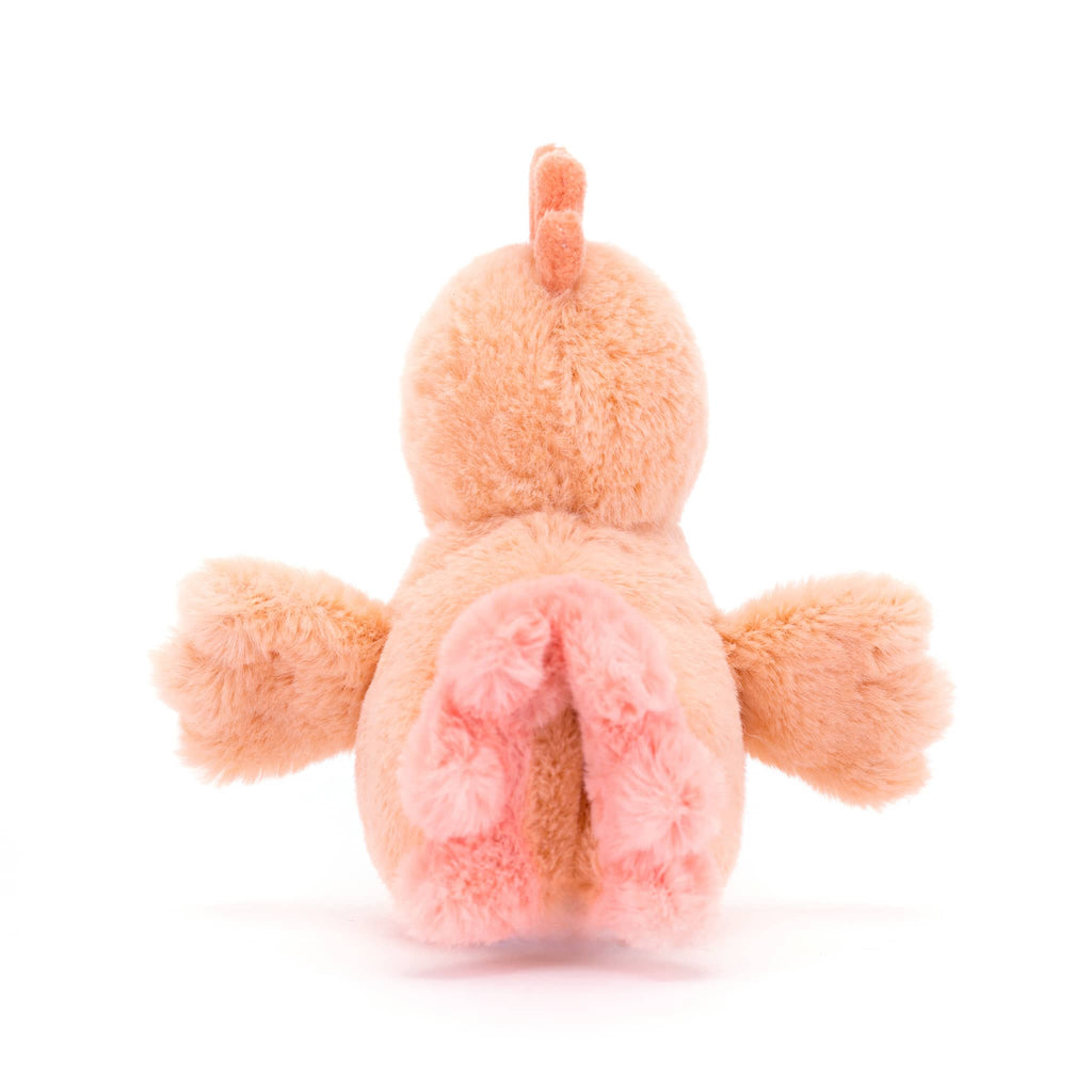 Jellycat Fluffy Chicken plush toy, back view.