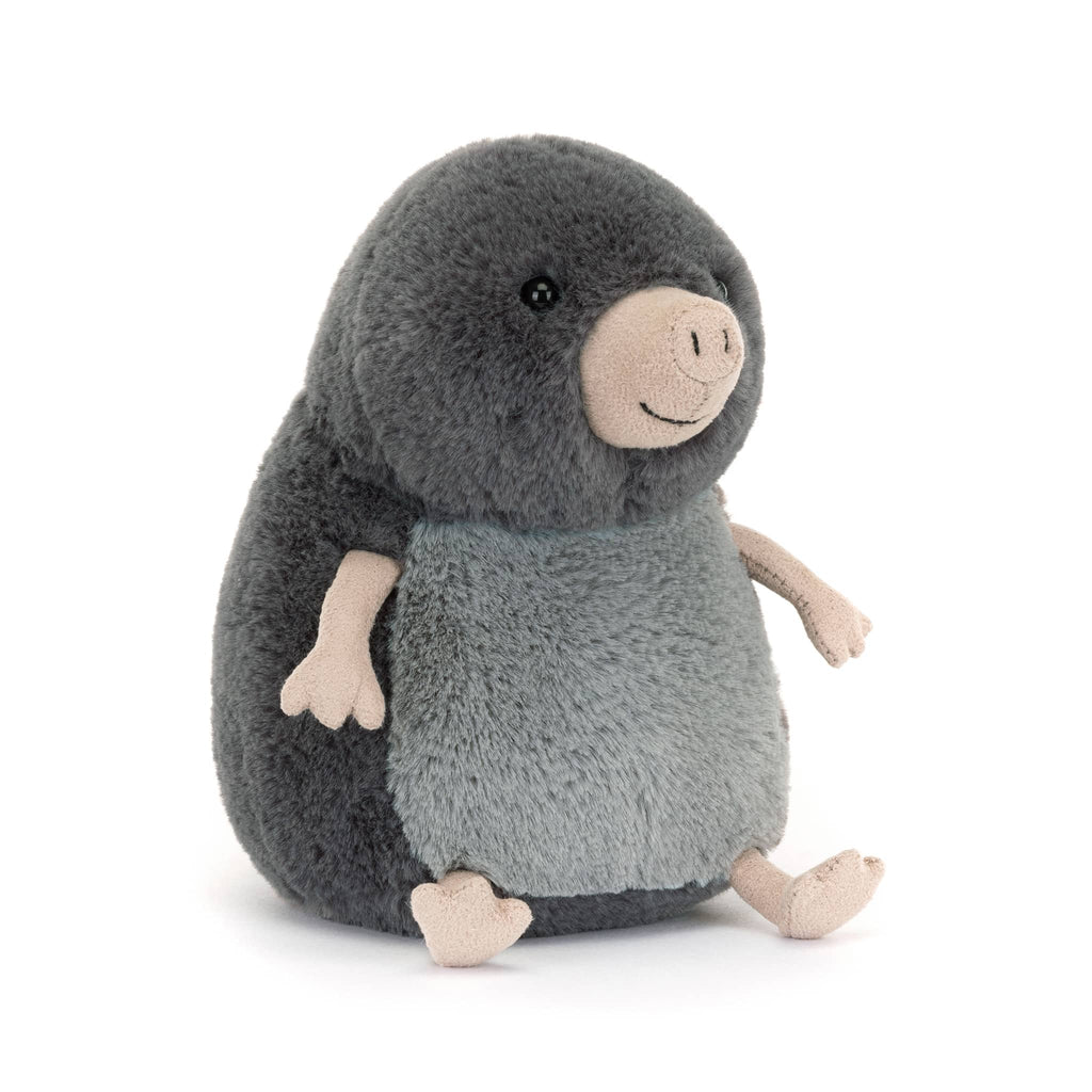 Jellycat Muswell mole plush toy, front view.