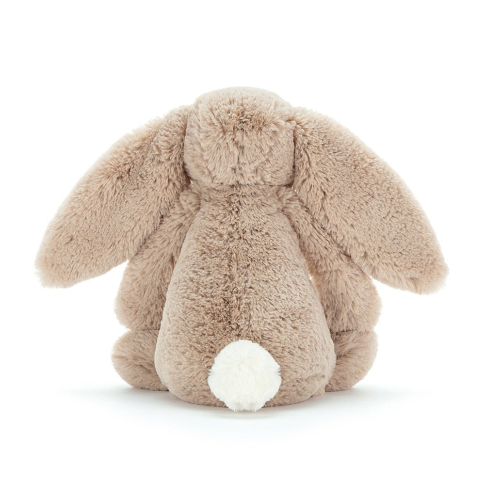 Jellycat Medium Bashful Beige Bunny plush stuffed animal, back view.