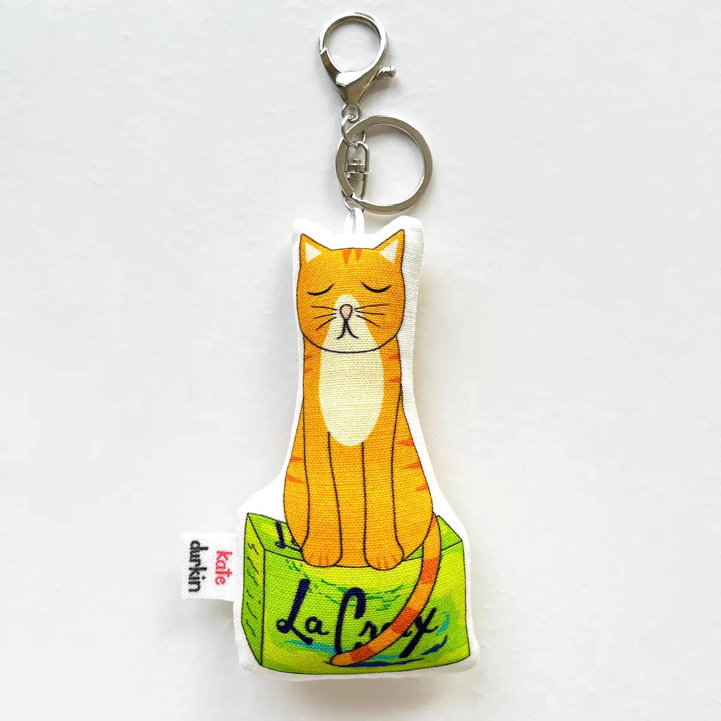 Cat-shaped keychain on a white background.
