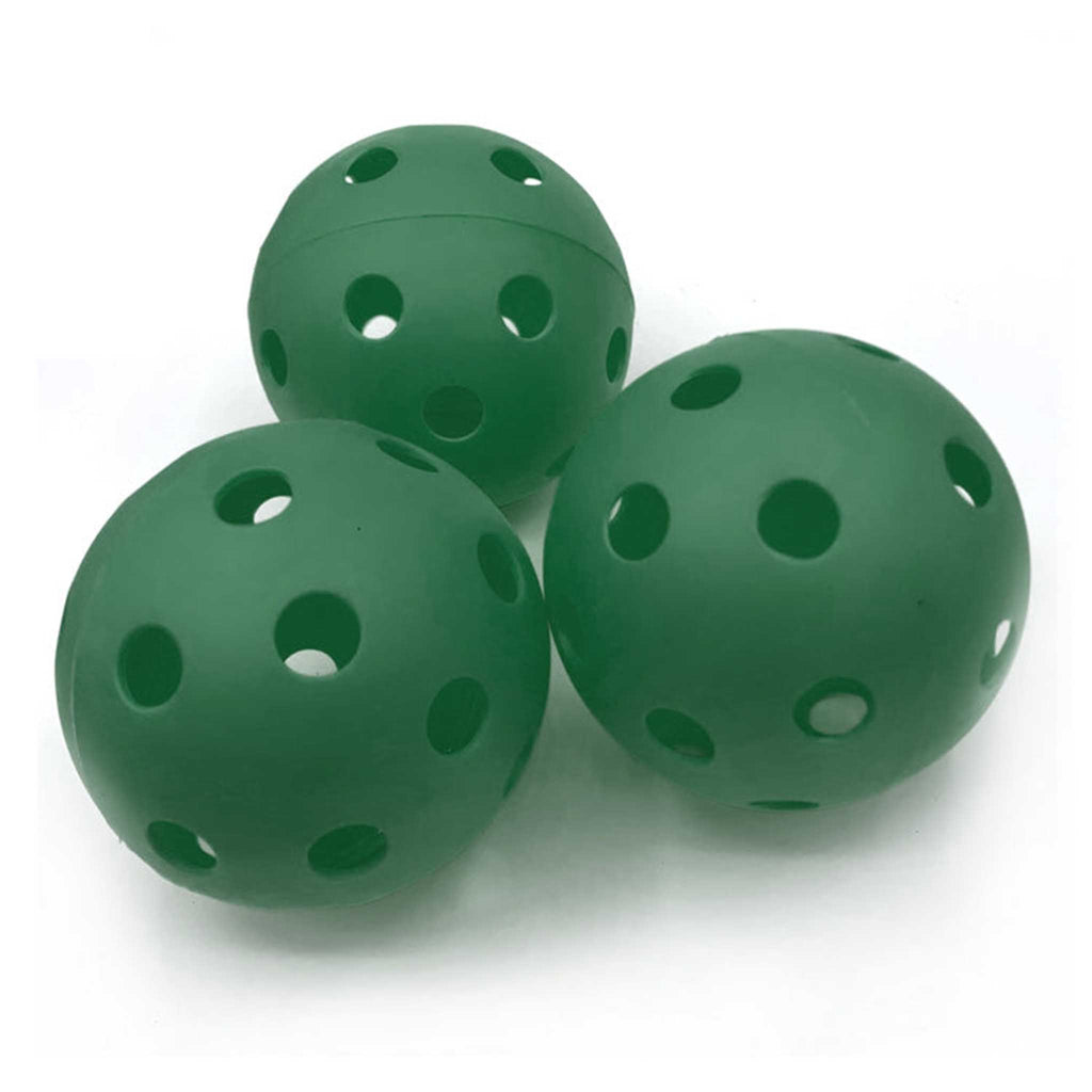 Kikkerland set of 3 dark green pickleball balls.